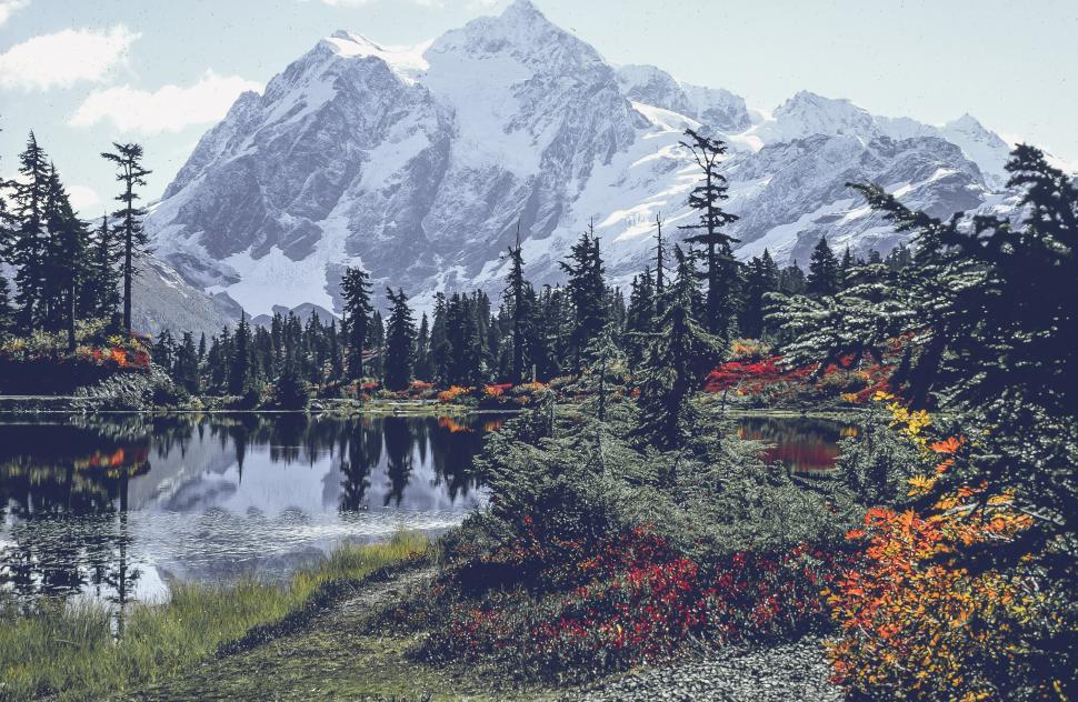 Free Image of View of Mount Shuksan from Picture Lake 