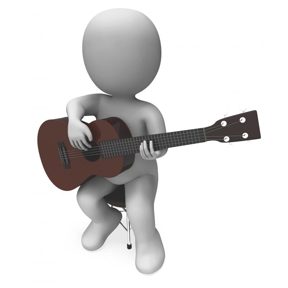 Free Image of Acoustic Guitarist Character Shows Guitar Music And Performing 