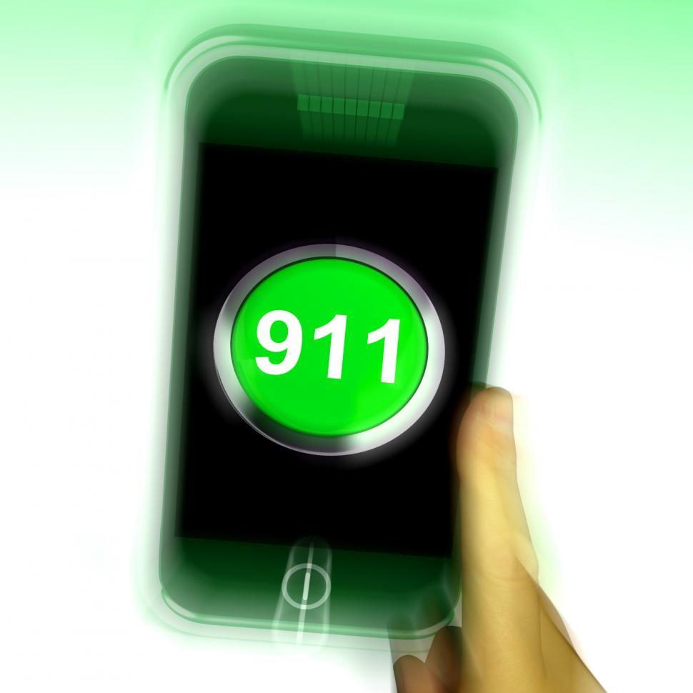 Free Image of Nine One On Mobile Phone Shows Call Emergency Help Rescue 911 