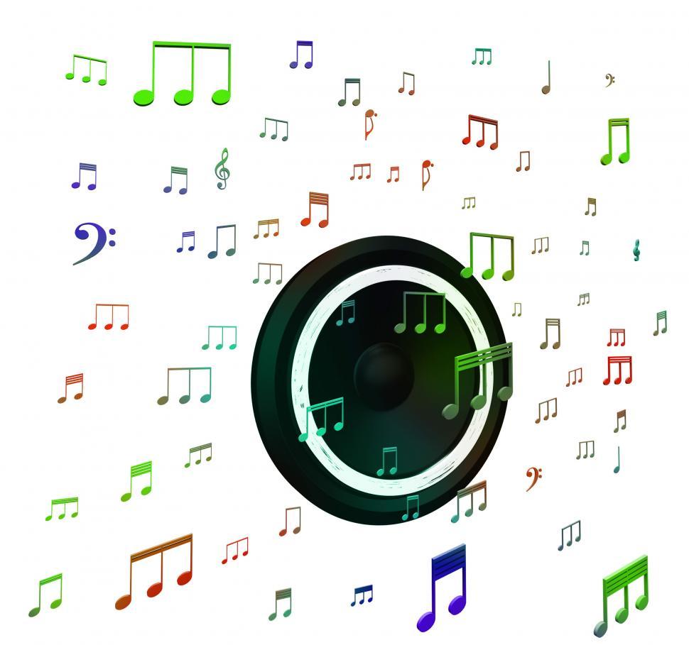 Free Image of Speaker And Musical Notes Shows Music Acoustics Or Sound System 