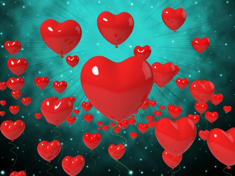 Free Image of Heart Balloons On Background Shows High In Love Or Passionate Ro 