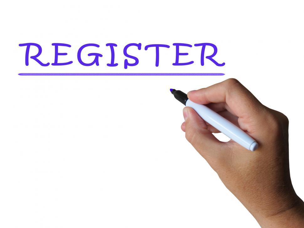 Free Image of Register Word Shows Sign Up Or Check In 