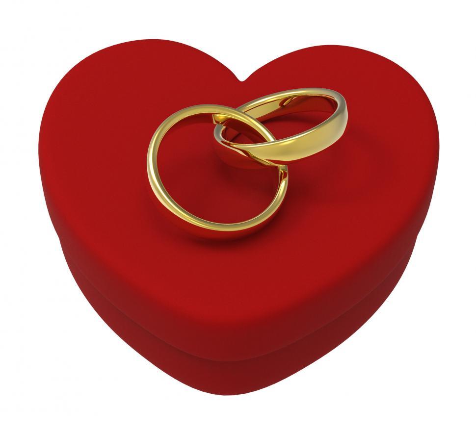 Free Image of Wedding Rings On Heart Box Show Engagement And Marriage 
