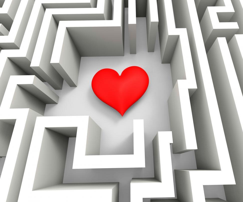 Free Image of Finding Love Or Girlfriend Shows Heart In Maze 