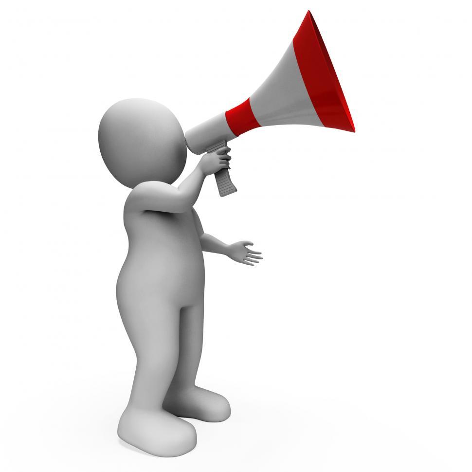Free Image of Megaphone Character Shows Announcements Proclaiming And Announci 