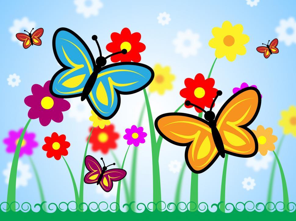 Free Image of Butterflies And Flowers Means Floral And Insect Nature 