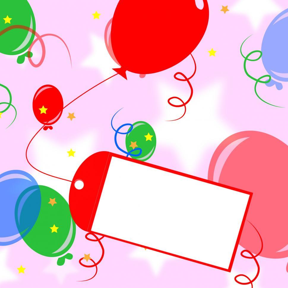 Free Image of Card Tied To Balloon Means Birthday Party Invitation Or Celebrat 