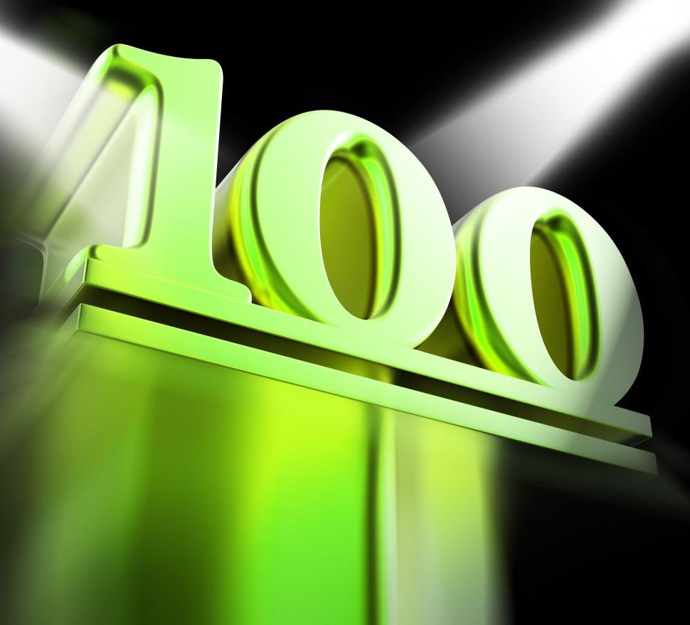 Free Image of Golden One Hundred On Pedestal Displays Century Anniversary Or R 
