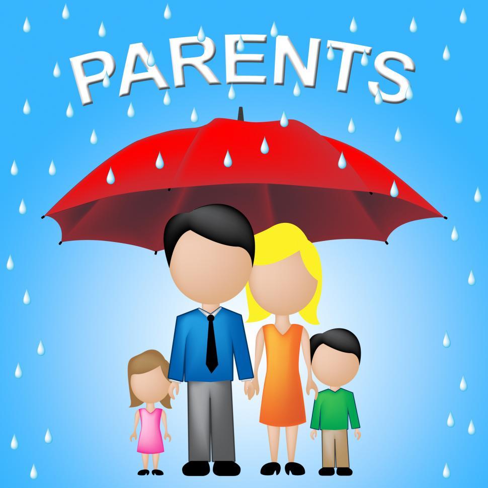 Free Image of Parents Umbrella Shows Mother Father And Child 