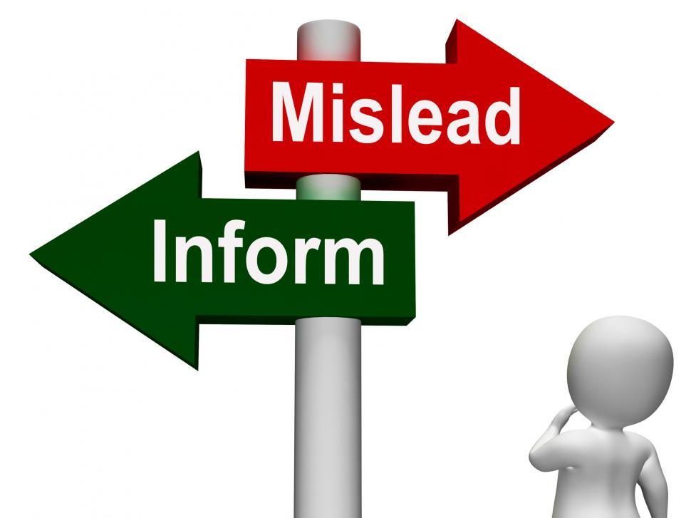 Free Image of Mislead Inform Signpost Shows Misleading Or Informative Advice 