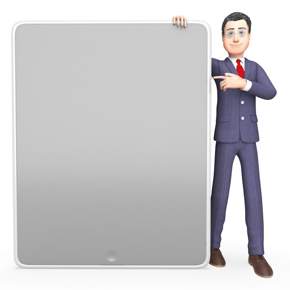 Free Image of Businessman Character Means Copy Space And Board 3d Rendering 