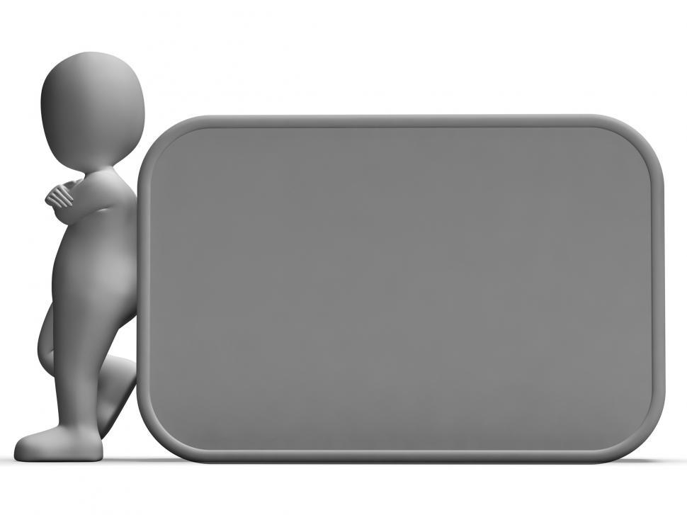 Free Image of Character Leaning On Blank Board For Message Or Presentation 