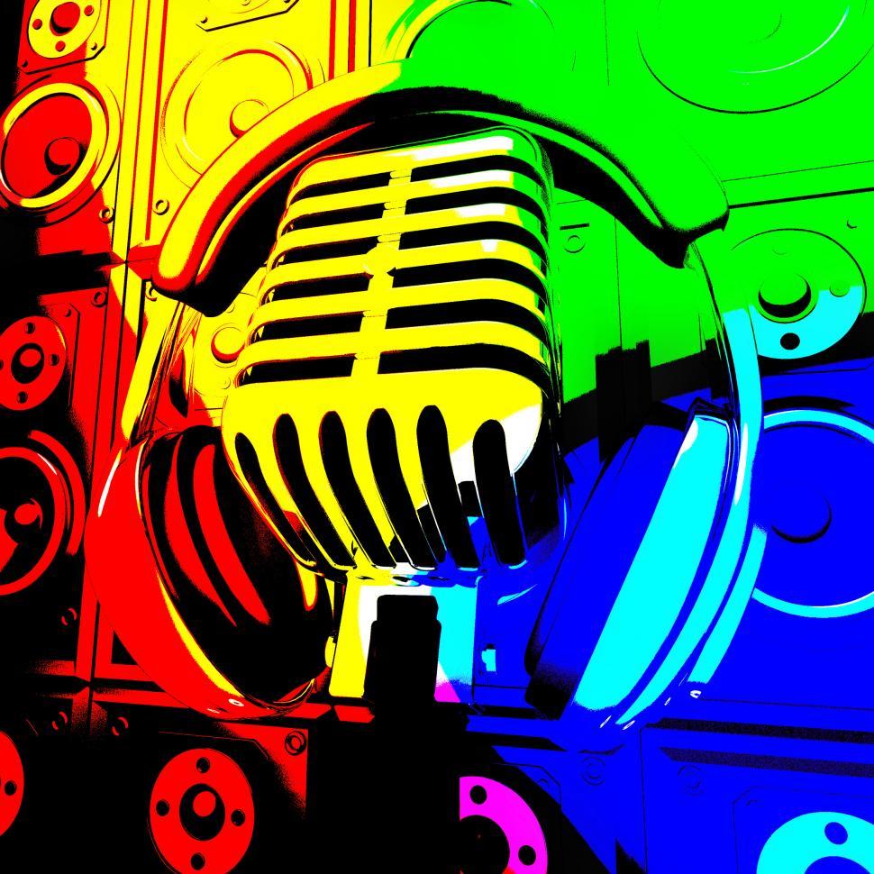 Free Image of Headphones Mic And Speakers Shows Music Recording Or Entertainme 