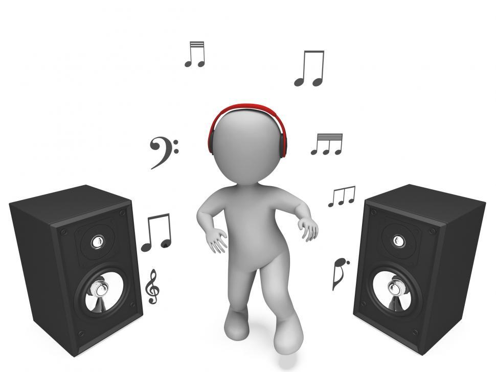 Free Image of Listening Music Character Shows Headset Speakers And Songs 