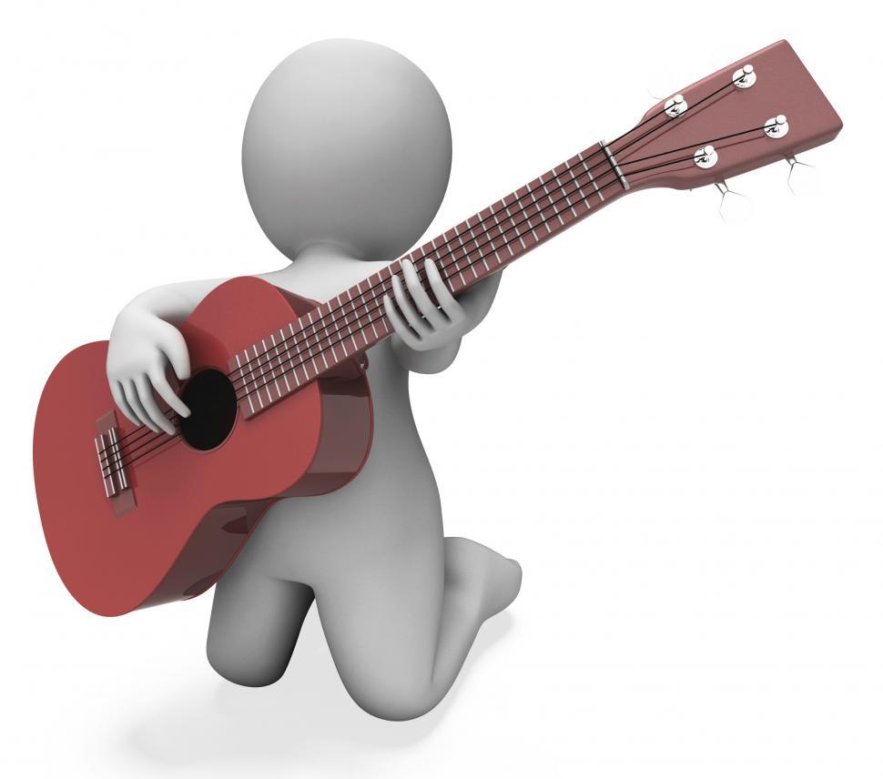 Free Image of Guitarist Character Shows Acoustic Guitar Music And Performance 
