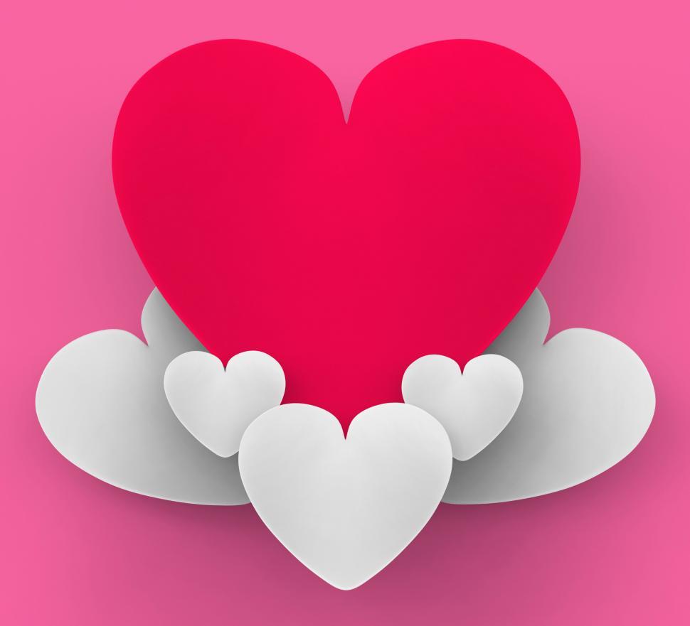 Free Image of Heart On Heart Clouds Shows Romantic Heaven Or In Love Sensation 