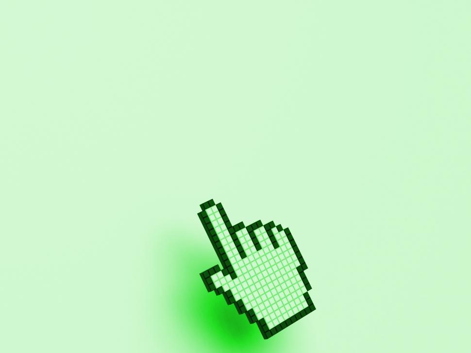 Free Image of Cursor Hand On Green Background Shows Blank Copyspace Website 