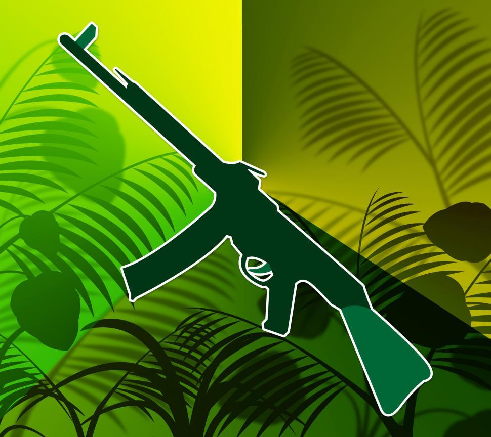 Free Image of Machine Gun In The Jungle Shows Warfare And Battle 