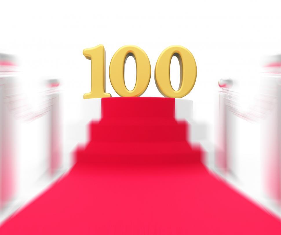 Free Image of Golden One Hundred On Red Carpet Displays Movie Industry Anniver 