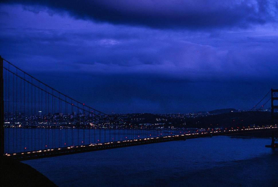 Free Image of Golden Gate Bridge and Bay at Night 