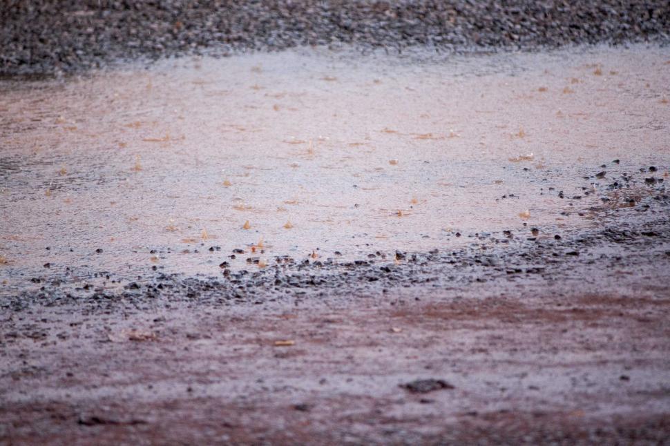 Free Image of Muddy puddle in hard rain 