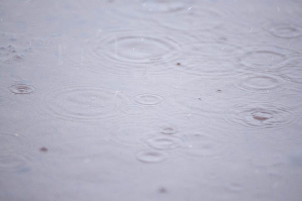 Download Free Stock Photo of Rain drops on small water puddle 