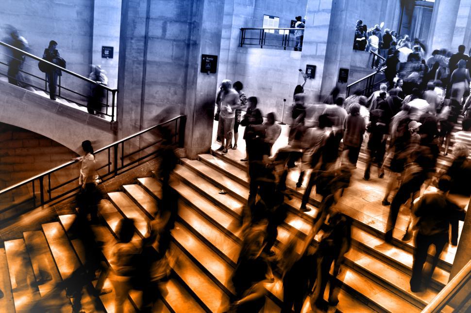 Download Free Stock Photo of People at Underground Subway Station Climbing Stairs - Blurry Lo 