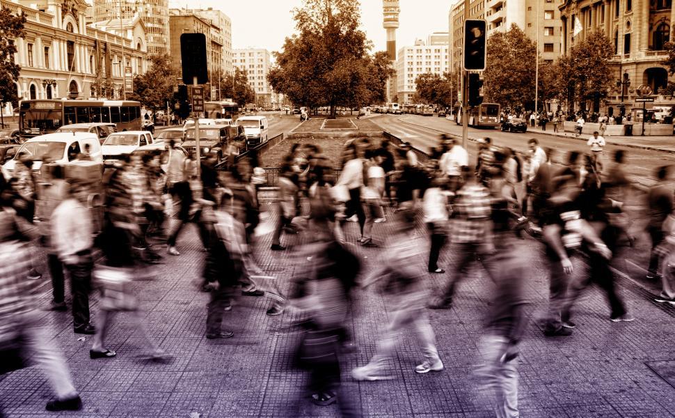 Download Free Stock Photo of Urban Scene - People Crossing Avenue - Blurry Looks 