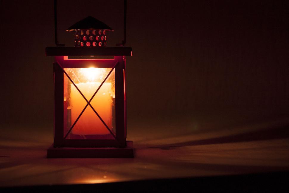 Download Free Stock Photo of Red lantern at night 1 
