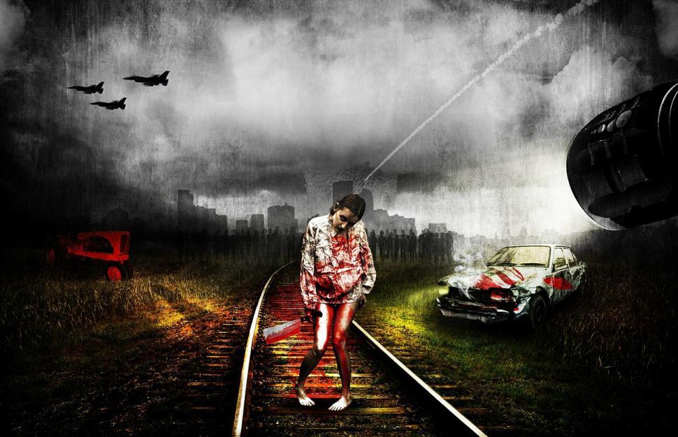 Free Image of Man Standing on Train Track Next to Car 