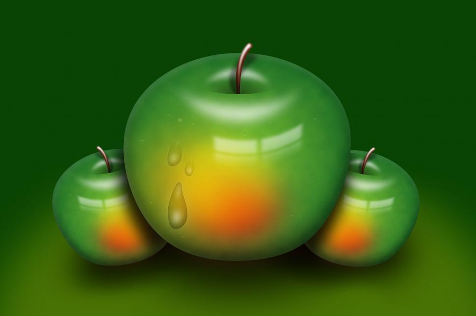 Free Image of Three Green Apples With Water Drops 