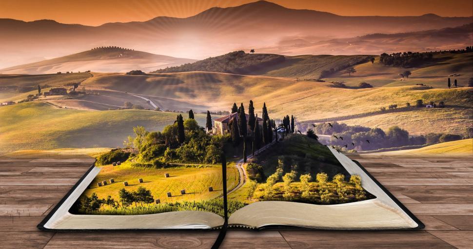 Free Image of Open Book Revealing Landscape 