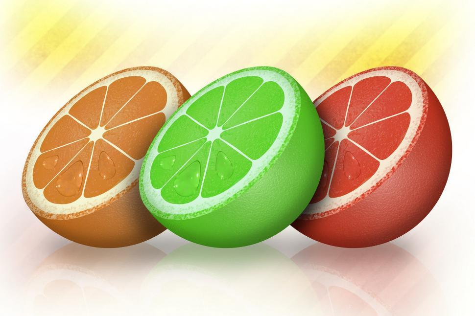 Free Image of Three Oranges, One Lime, and Two Grapefruits on Display 