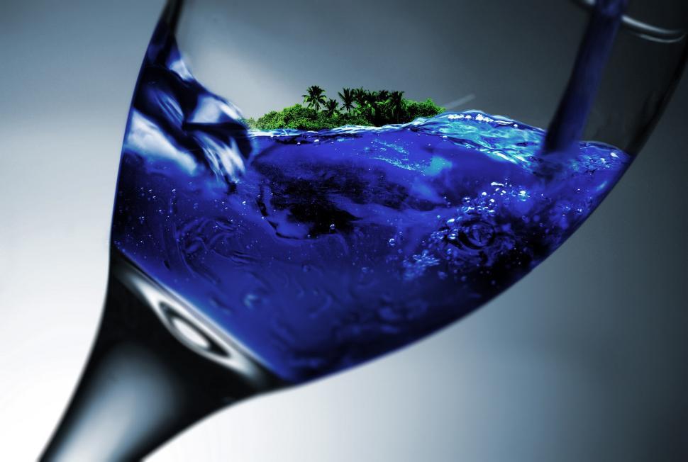 Free Image of Wine Glass Filled With Blue Liquid 