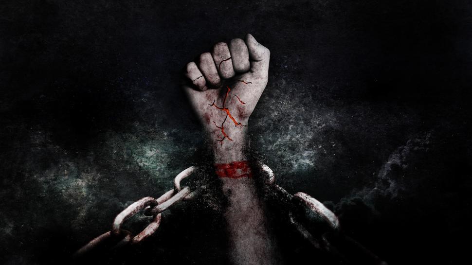 Free Image of Hand Covered in Blood Poster 