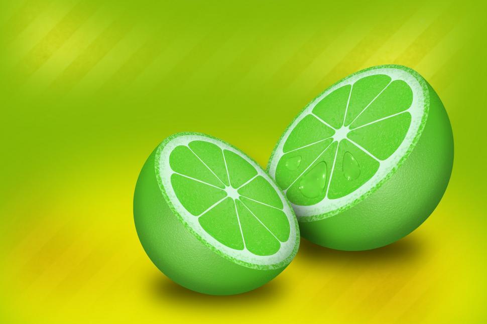 Free Image of Two Limes on Yellow Table 
