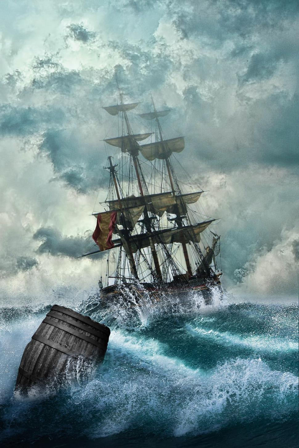 Free Image of Ship Battling Rough Seas 