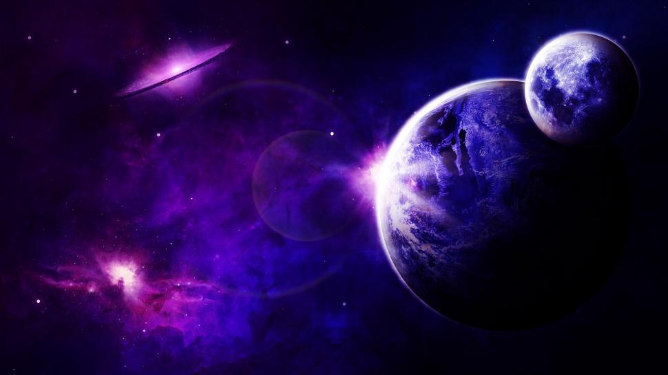 Free Image of Two Planets Drifting in Space With Stars Background 