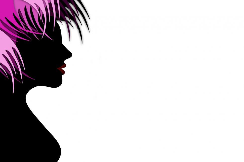 Free Image of Silhouette of a Woman With Pink Hair 