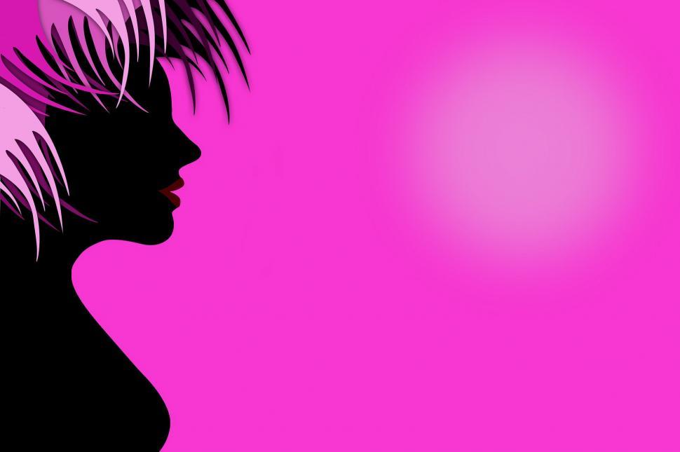 Free Image of Silhouette of Womans Head on Pink Background 