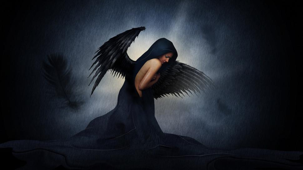 Free Image of Painting of a Woman With Black Wings 