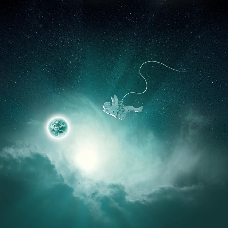 Free Image of composite manipulation photo manipulation sky atmosphere clouds sun space light planet satellite jellyfish earth night stars star cloud world landscape horizon environment cloudscape weather 