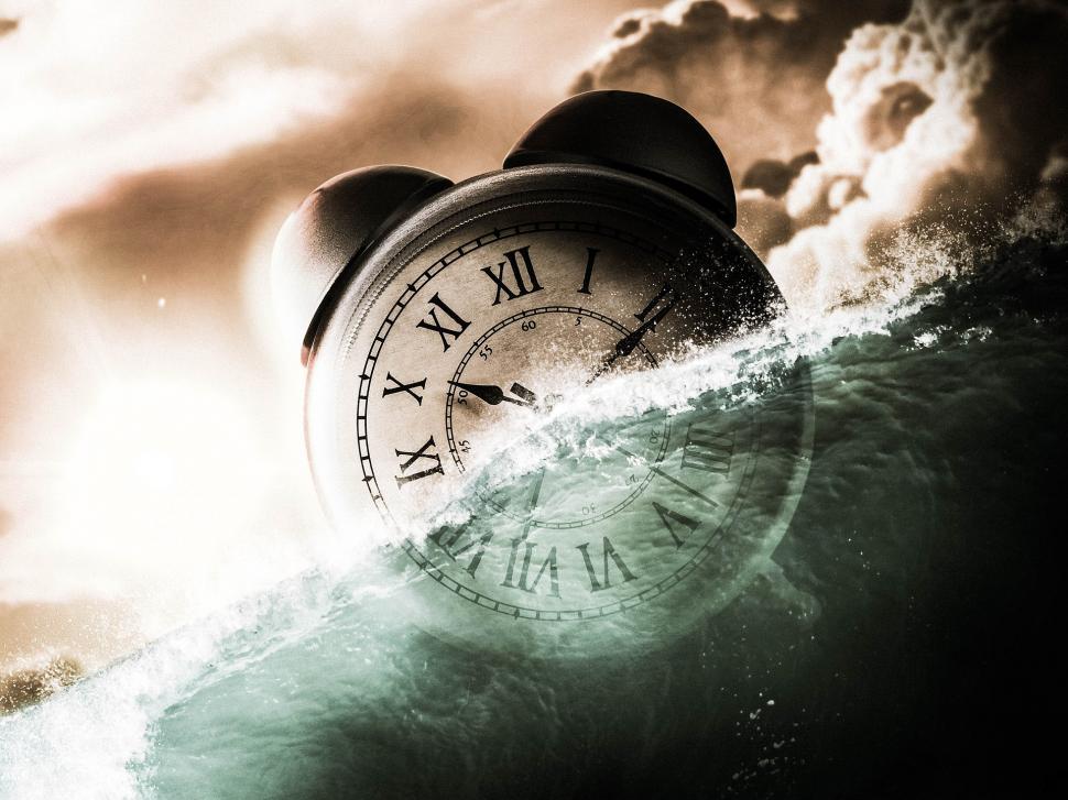 Free Image of Alarm Clock Amidst a Wave 