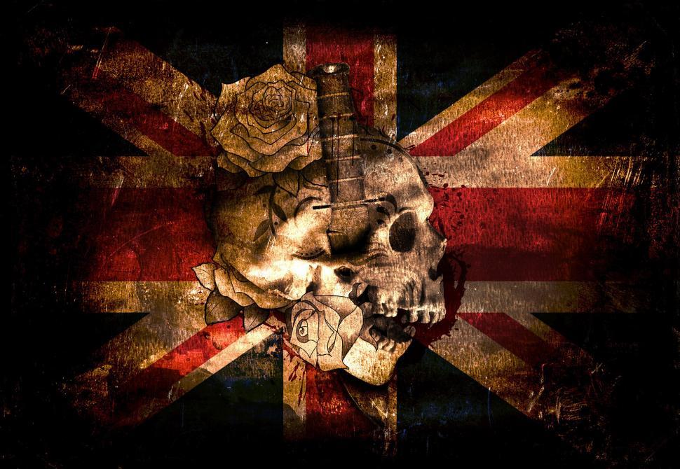 Free Image of Flag With Skull and Rose Design 