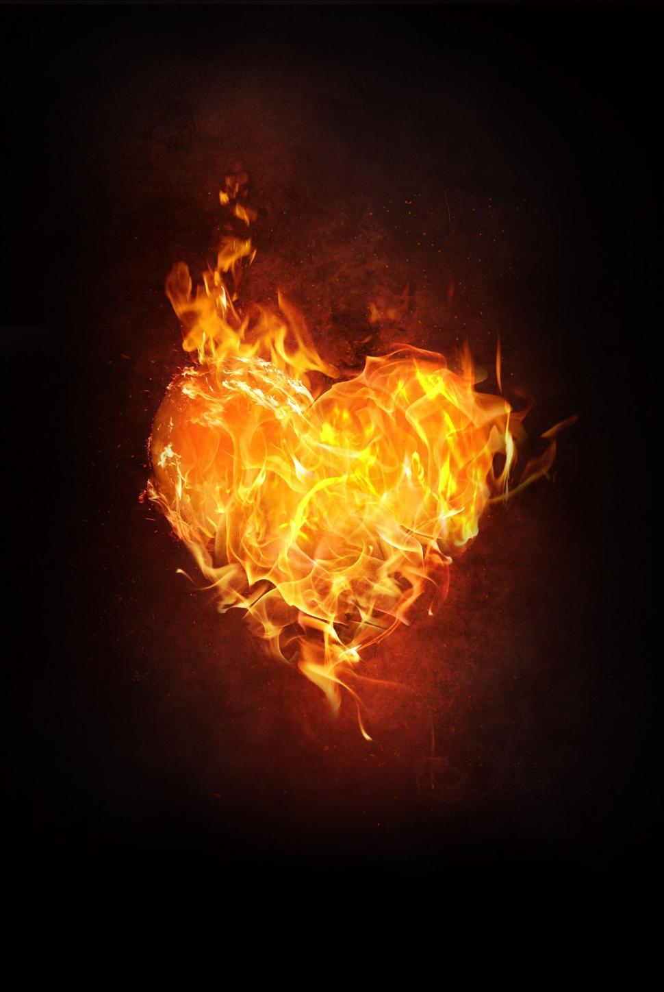 Free Image of Fiery Heart on Black Background 