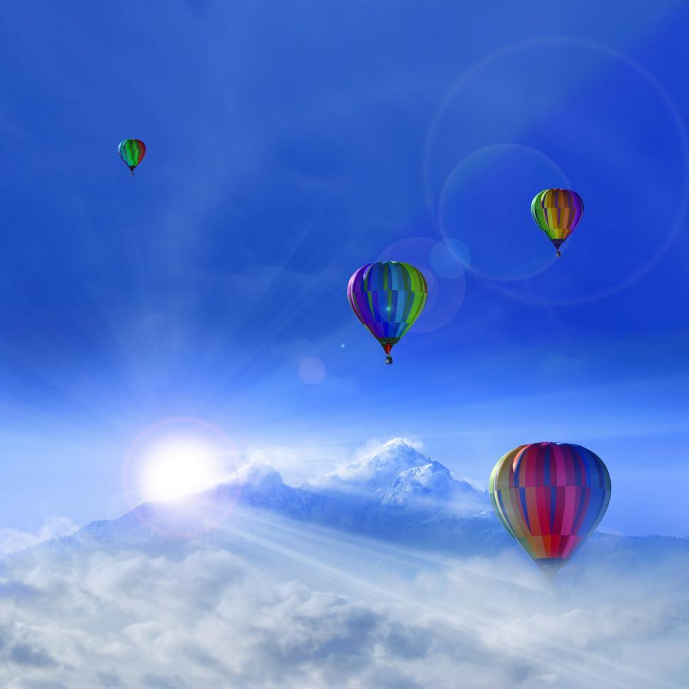 Free Image of Group of Hot Air Balloons Flying in the Sky 