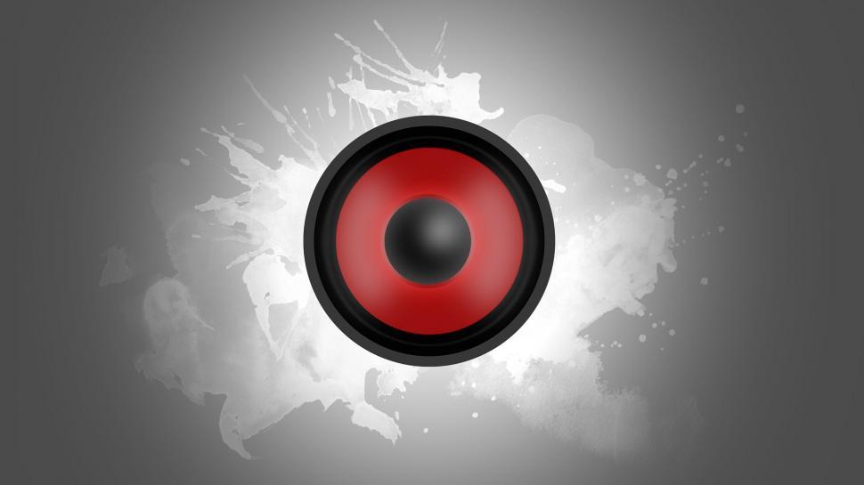 Free Image of Red and Black Speaker on Gray Background 