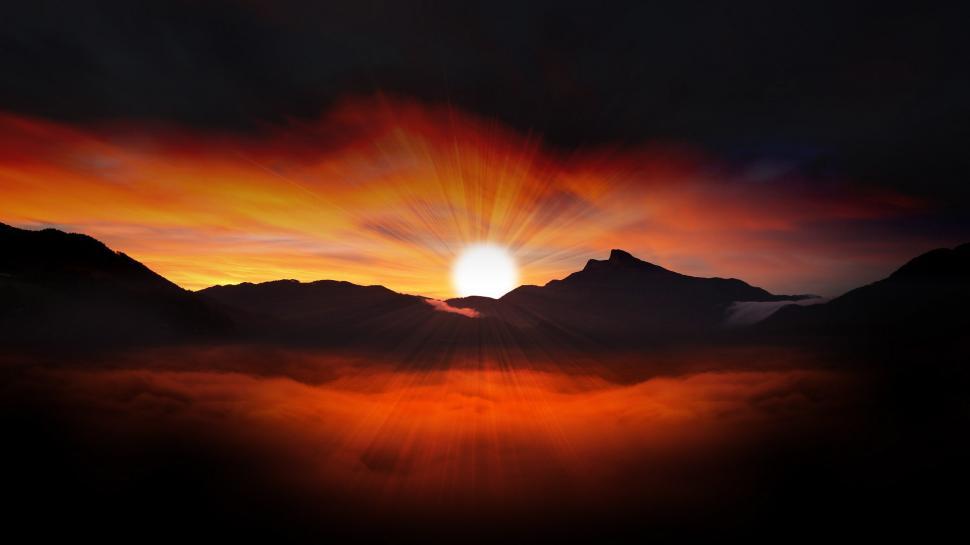 Free Image of Sunset Over Mountain Range 