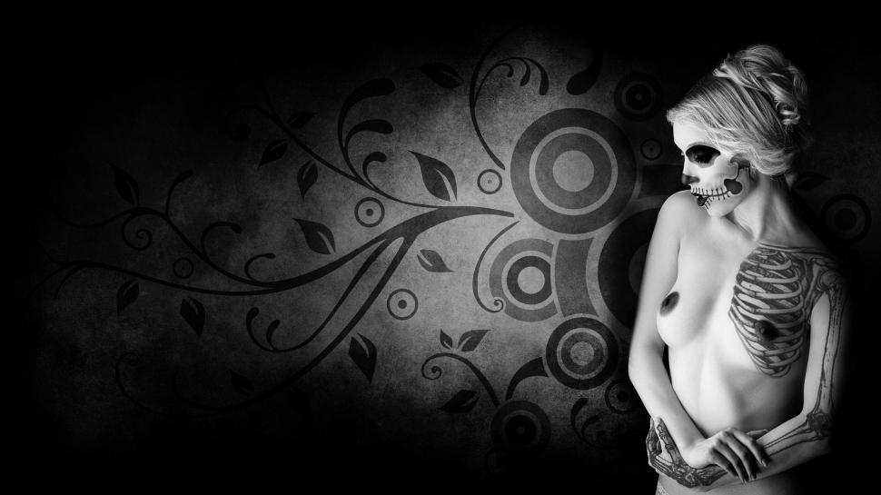 Free Image of Naked Woman Posing in Black and White 