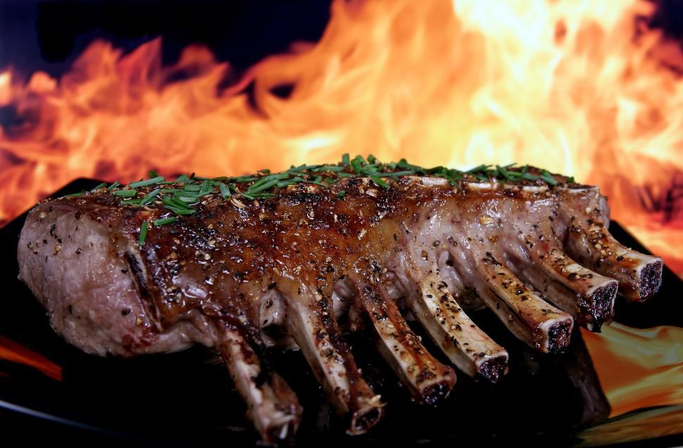 Free Image of Grilled Meat on Plate by Fire 